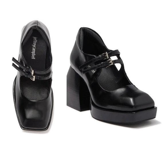 NIB💥 JEFFREY CAMPBELL Double Strap Mary Jane Platform Pump Block Heel- Size 7 - Picture 1 of 16
